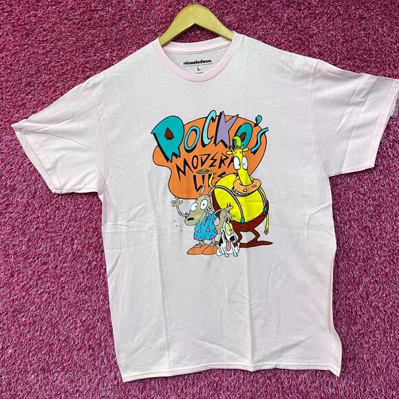 Nickelodeon Rocko's Moder Life Animated Series Cartoon Graphic Pink T-Shirt larg - Picture 3 of 4